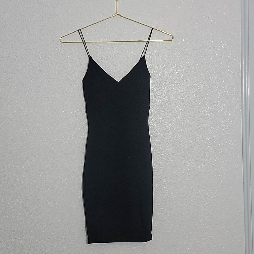 NWT Nasty Gal Size 0 XS Little Black Dress, Body con with front side slit, short
